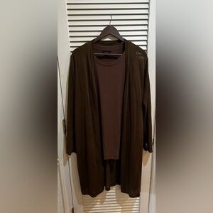 J. Jill Brown Open-Front Cardigan Sweater